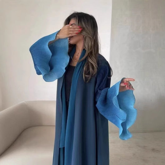Cardigan Largo Plisado Degradado Elegante para Mujer