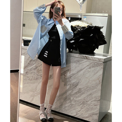 Blusa Azul para Mujer con Puños Reforzados - Casual y Profesional - Image 3