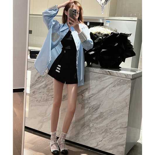 Blusa Azul para Mujer con Puños Reforzados - Casual y Profesional - Image 3