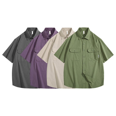 Camisa de Trabajo Retro Manga Corta para Hombre - Image 4