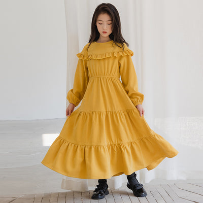 Vestido Infantil Estilo Occidental de Pana con Manga Larga - Image 6