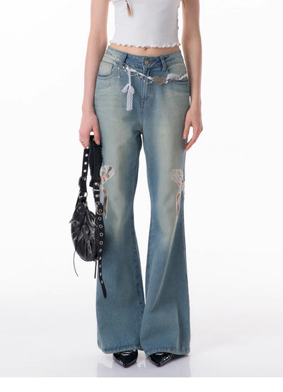 Jeans Rectos de Talle Alto con Detalle de Moño - Image 15