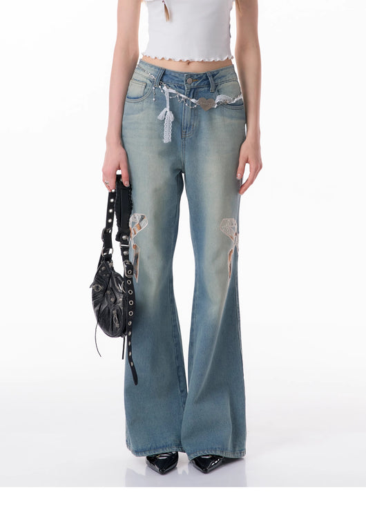 Jeans Rectos de Talle Alto con Detalle de Moño - Image 15