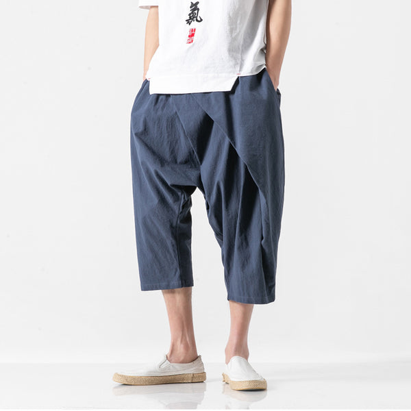 Pantalones Cortos Cargo Holgados para Hombre con Cintura Elástica Bajo la Rodilla