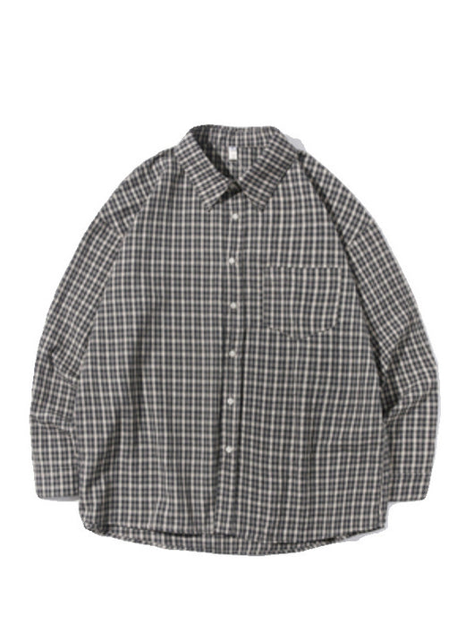 Camisa de Cuadros Retro Manga Larga para Hombre - Image 11