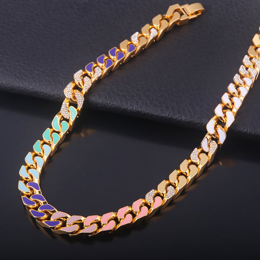Cadena Cubana de Diamantes Multicolores Rap Hip Hop - Image 3