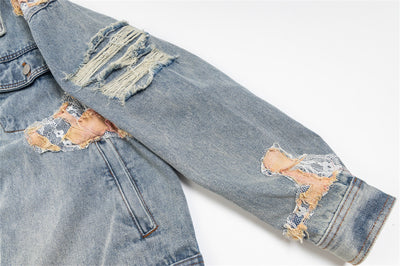 Chaqueta Denim con Costuras de Encaje y Detalles Rotos - Image 7
