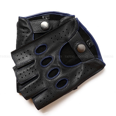 Guantes de Cuero Mitad Dedo para Motociclismo y Actividades al Aire Libre - Image 10