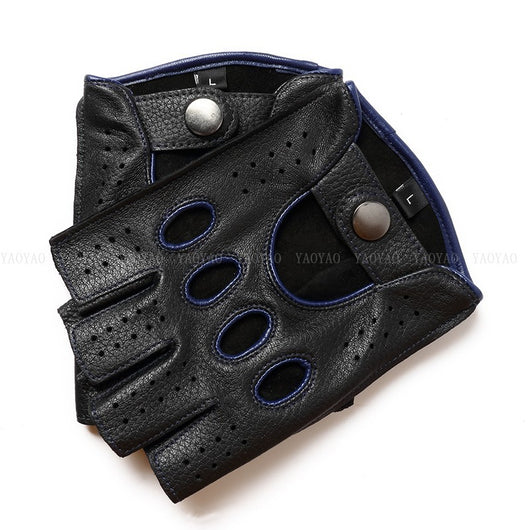 Guantes de Cuero Mitad Dedo para Motociclismo y Actividades al Aire Libre - Image 10