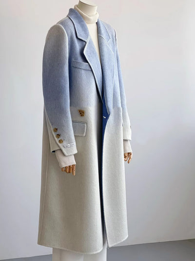 Abrigo de Lana Reversible Degradado Azul y Blanco - Image 10