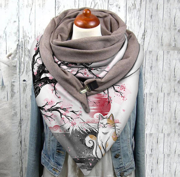 Pañuelo Estampado Gato Moda Europea y Americana