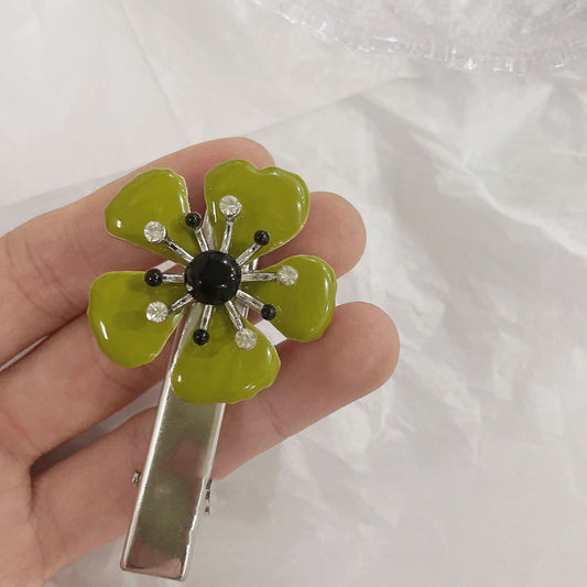 Pasador de Flor 3D Verde Gota de Aceite - Lujo Minimalista - Image 2