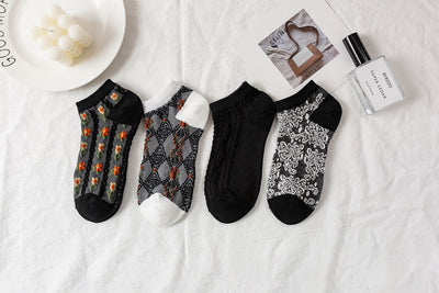 Calcetines de Malla Jacquard Ultrafinos para Mujer - Estilo Retro Ins - Image 7