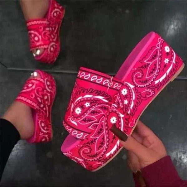 Sandalias Cómodas de Suela Gruesa con Diseño Estampado para Mujer