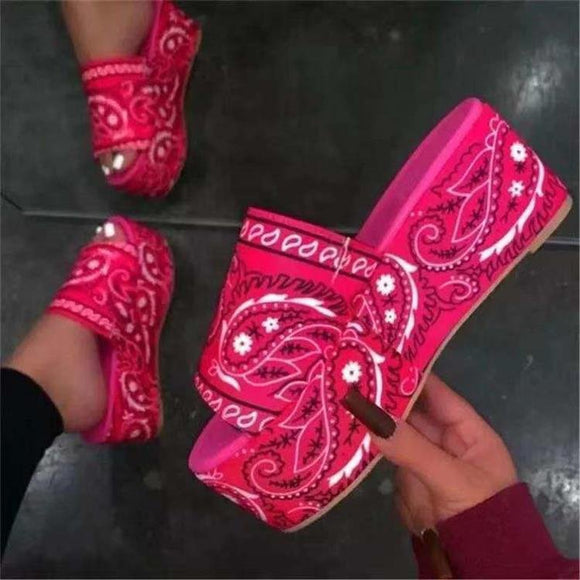 Sandalias Cómodas de Suela Gruesa con Diseño Estampado para Mujer