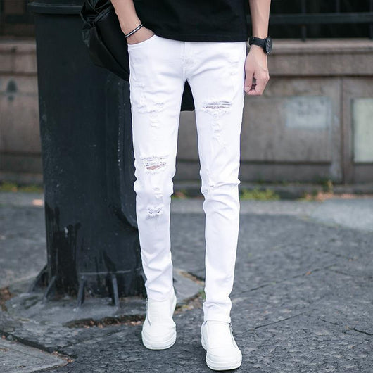 Pantalones Vaqueros Slim Fit con Parches Trendy para Hombre - Image 12