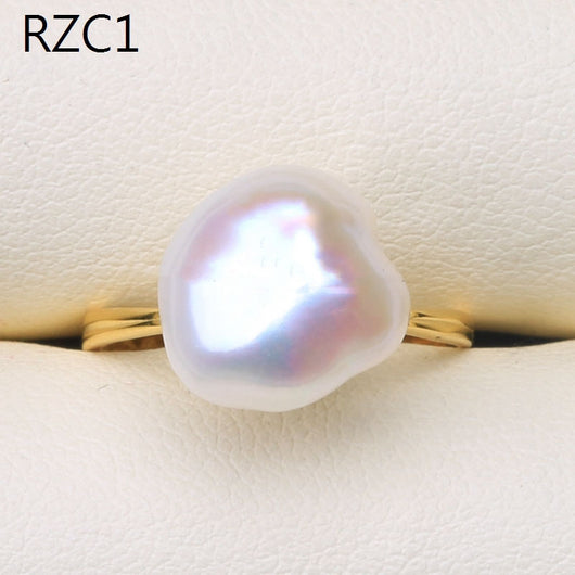 Anillo de Perla Barroca Natural Diseño Luna Platino - Image 71