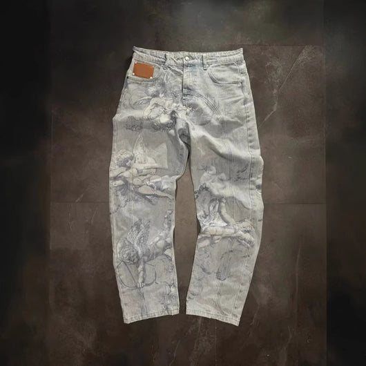 Jeans Casual Desgastados con Efecto Graffiti - Estilo Urbano Versátil - Image 3
