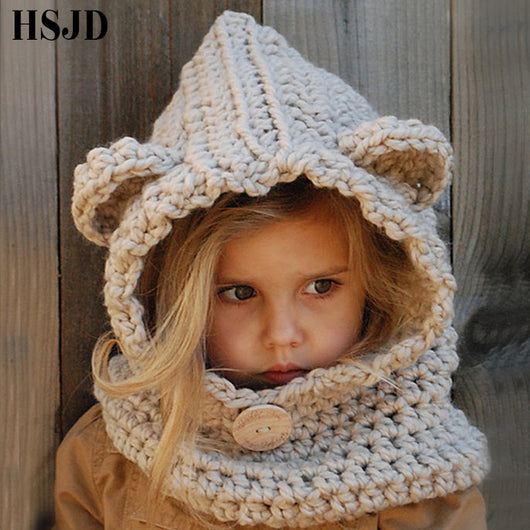 Gorros Tejidos para Niñas Invierno con Bufanda Osito Lindo Sombreros Infantiles Otoño - Image 14