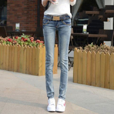 Pantalones Jeans Ajustados Cintura Baja Tono Claro para Mujer - Image 11