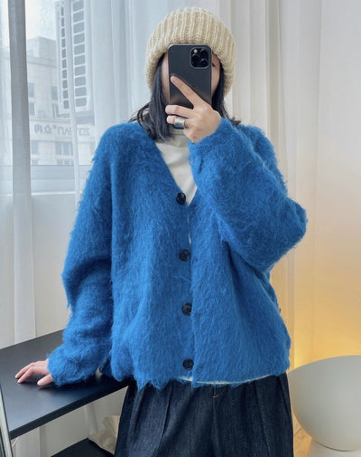 Cardigan Suelto de Lana Suave con Cuello en V - Tejido Cálido y Acogedor - Image 8