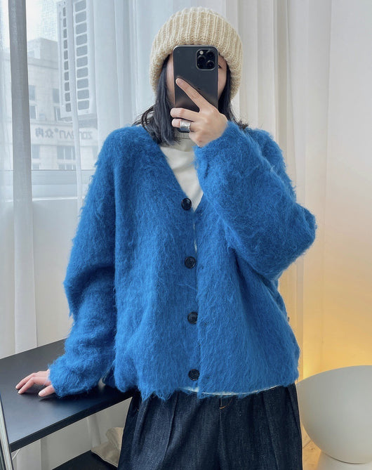 Cardigan Suelto de Lana Suave con Cuello en V - Tejido Cálido y Acogedor - Image 8