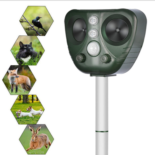 Repelente Solar Ultrasónico para Animales - Ahuyentador de Plagas Exterior