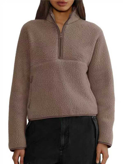 Sudadera Suelta con Cierre Medio para Mujer - Comodidad Casual - Image 12
