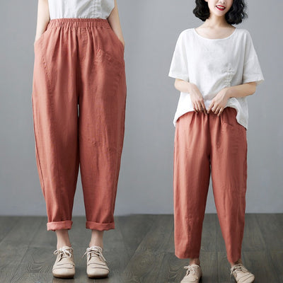 Pantalones Harem de Lino y Algodón - Sueltos y Cómodos para Verano - Image 11