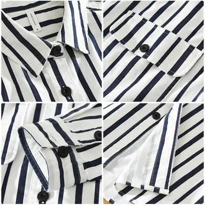 Camisa Suelta a Rayas Remodelada para Hombre Joven - Image 4