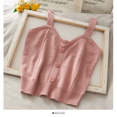 Chaleco Tejido Corto Botones Amor Sweet Wind para Mujer - Image 17