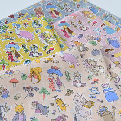 Tela de Algodón con Ilustración de Conejo para Verano