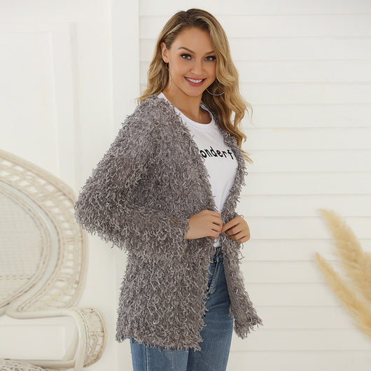 Abrigo Cardigan Largo de Mujer Otoño con Tela Felpa Premium - Image 10