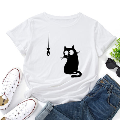 Playera Estampada con Patrón de Gatos para Verano - Image 3