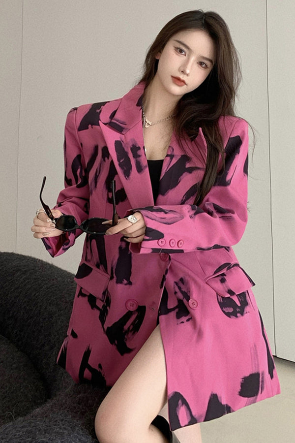 Blazer Casual Rosa Rojo para Mujer - Elegancia Versátil