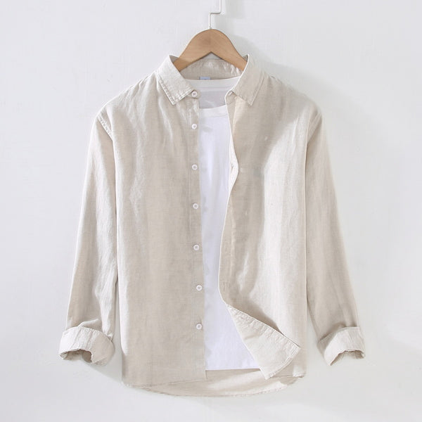 Camisa Manga Larga Hombre Algodón y Lino - Primavera y Verano