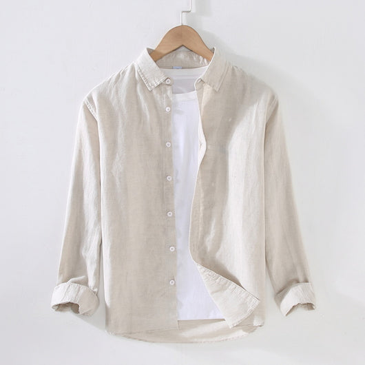 Camisa Manga Larga Hombre Algodón y Lino - Primavera y Verano
