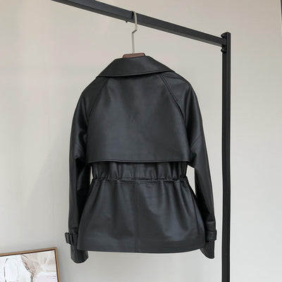 Chaqueta de Cuero para Motocicleta con Cuello de Solapa - Image 2