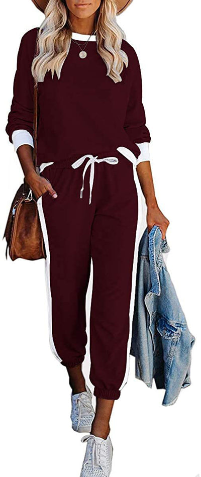Conjunto Deportivo Casual para Mujer con Combinación de Colores y Mangas Largas