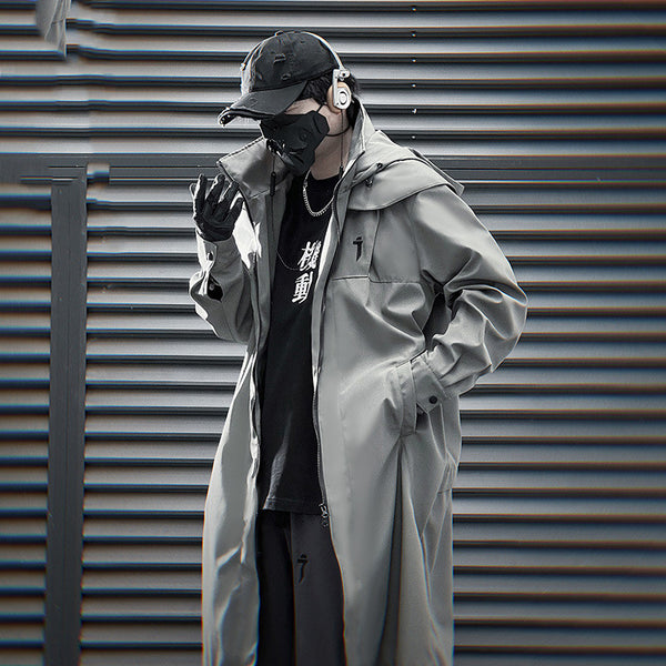 Abrigo Trench Mecánico con Doble Cierre y Capucha para Hombre