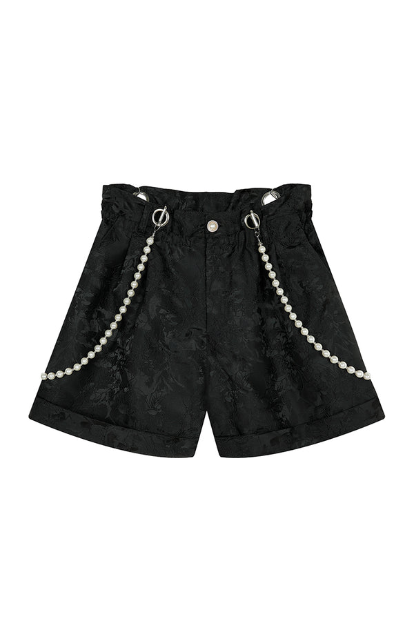 Shorts Jacquard con Tira de Perlas en el Hombro
