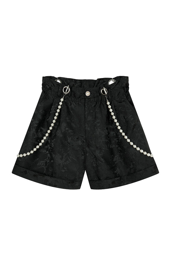 Shorts Jacquard con Tira de Perlas en el Hombro