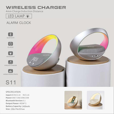 Cargador Inalámbrico Multifunción con Reloj, Luz Despertador y Parlante Bluetooth - Image 7