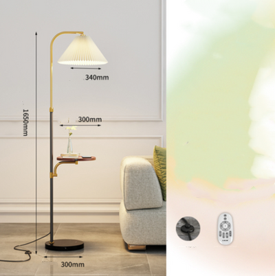 Lámpara de Pie para Sala con Pantalla Plisada y Base de Madera Maciza - Image 40