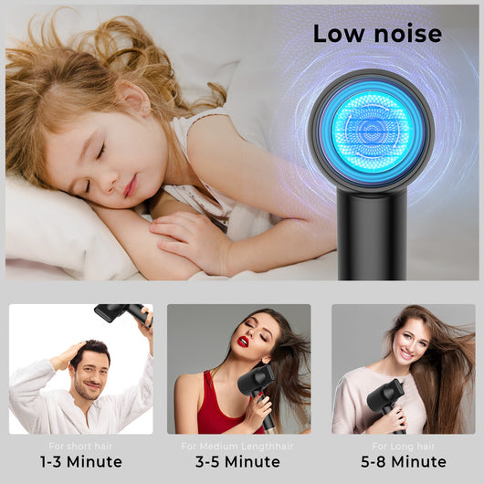 Black and gold high-power hair dryer with digital display, concentrator, and diffuser nozzles. - Image 14
