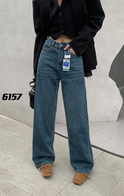 Jeans Rectos de Talle Alto Efecto Alargado en Algodón - Image 7