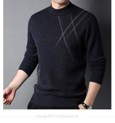 Suéter Casual de Rayas con Cuello Redondo y Manga Larga para Hombre - Image 10
