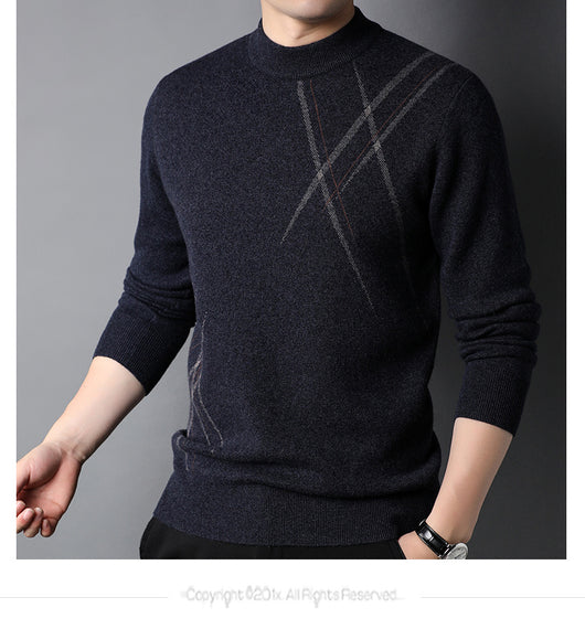 Suéter Casual de Rayas con Cuello Redondo y Manga Larga para Hombre - Image 10