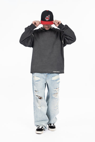 Camiseta Manga Larga Oversize Tejida a Mano para Hombre - Algodón Pesado - Image 14