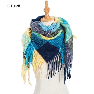 Pañuelo Cuadrado Rayado con Flecos para Mujer y Hombre - Image 59